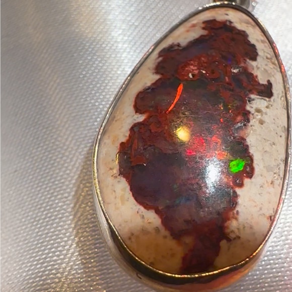 Sterling Silver Mexican Cantera Opal & 10k White Gold 17” Chain - Picture 7 of 11